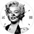 Marilyn Black n White 30cm - CLOCK *NEW*