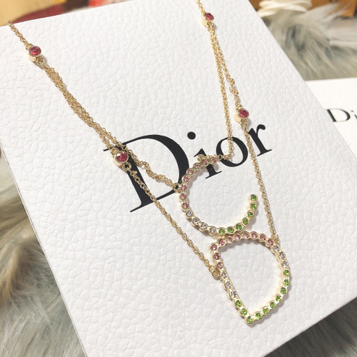 D crystal long necklace