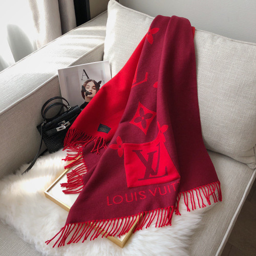 LV Red Winter Scarf