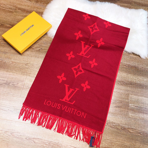 LV Red Cashmere Scarf