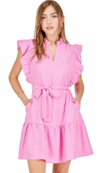 Layered Ruffle Dress, Pink 