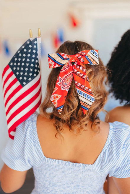 Red Bandana Bow Barrette Red Bandana Bow Barrette