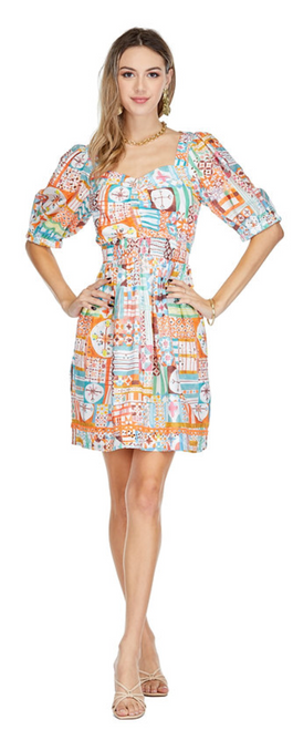 Cinched Waist Dress, Aztec