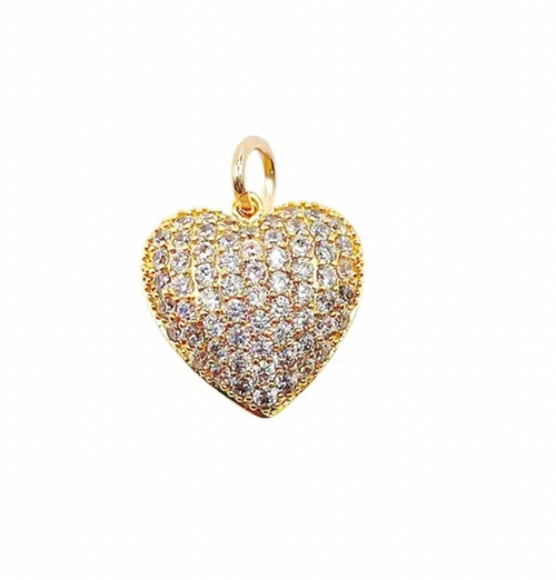 Diamond Puffy Heart Charm