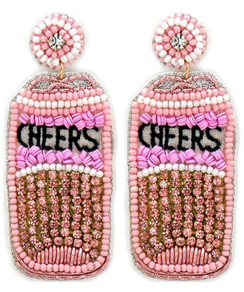 Beaded Cheers Can, Pink 