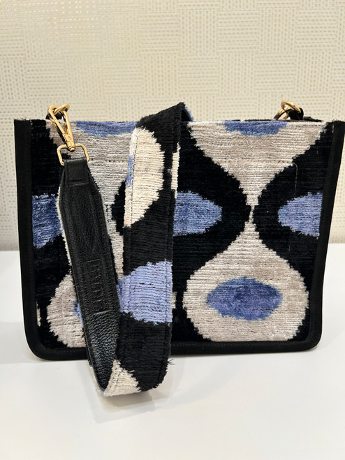 Messenger Tote, Blue, Black & Silver