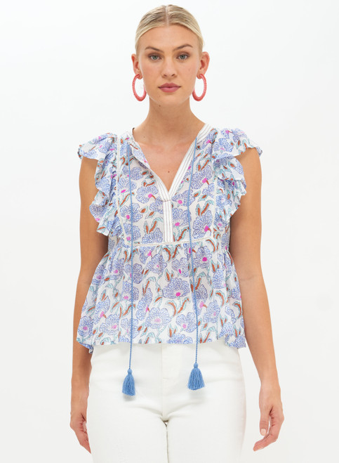 Flirty Tie Top, Blue Lucia