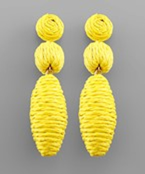 Raffia Ball & Oval Earring, Yellow