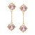 Double Light Pink Round Crystal Drop Earrings