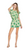 Scalloped Edge Pin Tuck Top, Green Motif
