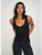 Ribbed V Neck Slim Tank, Black 