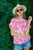 Short Sleeve Gauze Top, Pink Palm 