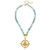 Gold Bee on Seafoam Agate Necklace 