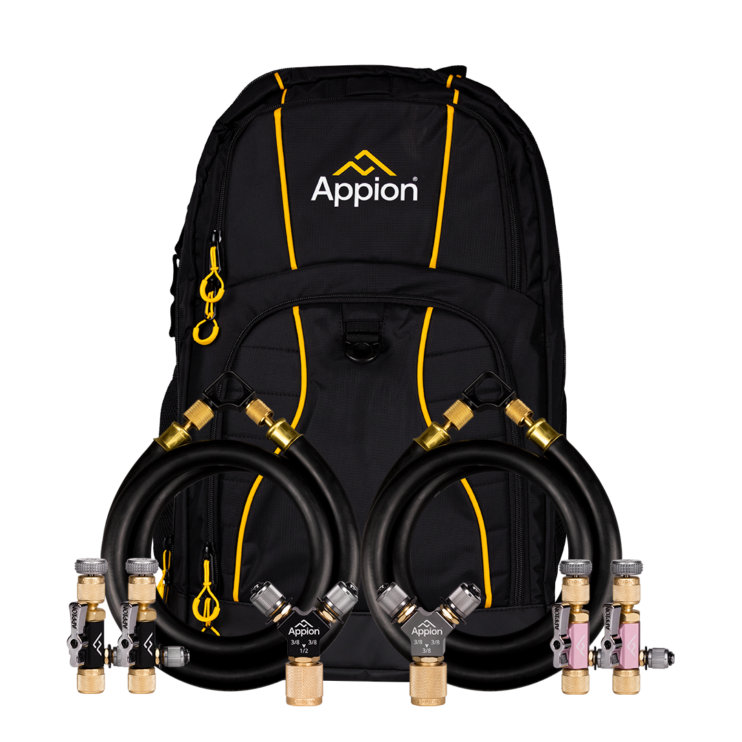Appion SpeedKit-V vacuum speed kit with hoses, Speed-Y fittings, valve core tools and carry bag