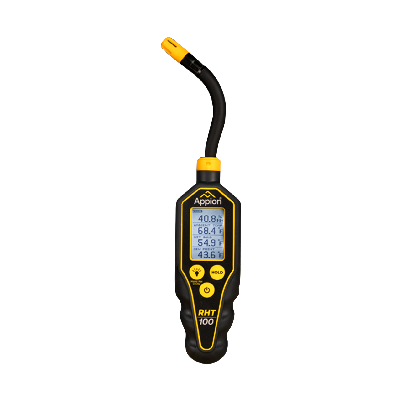 Appion RHT100 relative humidity and temperature gauge with flexible probe bent