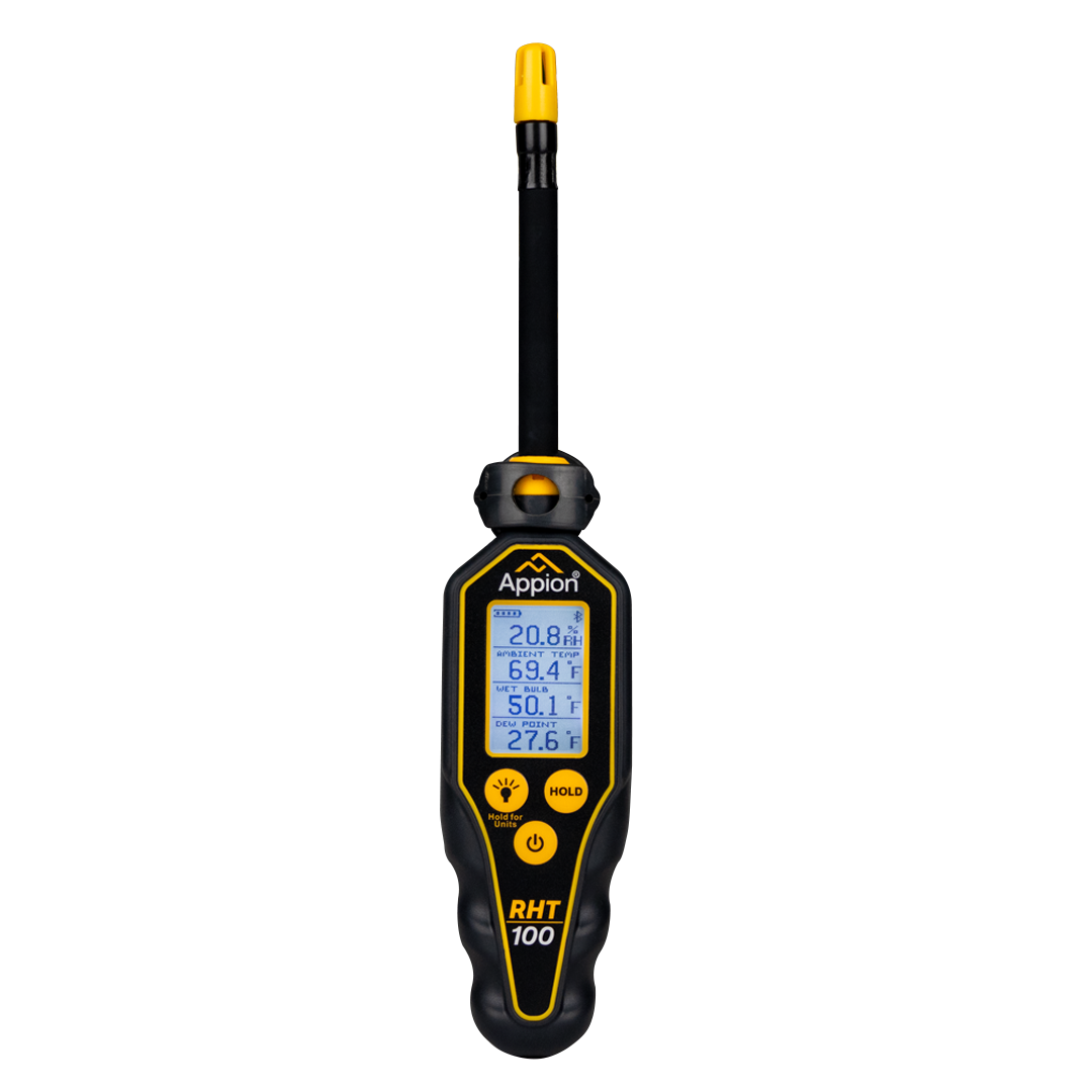 Appion RHT100 relative humidity and temperature gauge front view