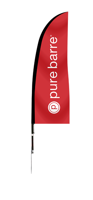 Pure Barre- 11' Blade Flag Kit, Mirror, With Stake - White (Drop Ship)