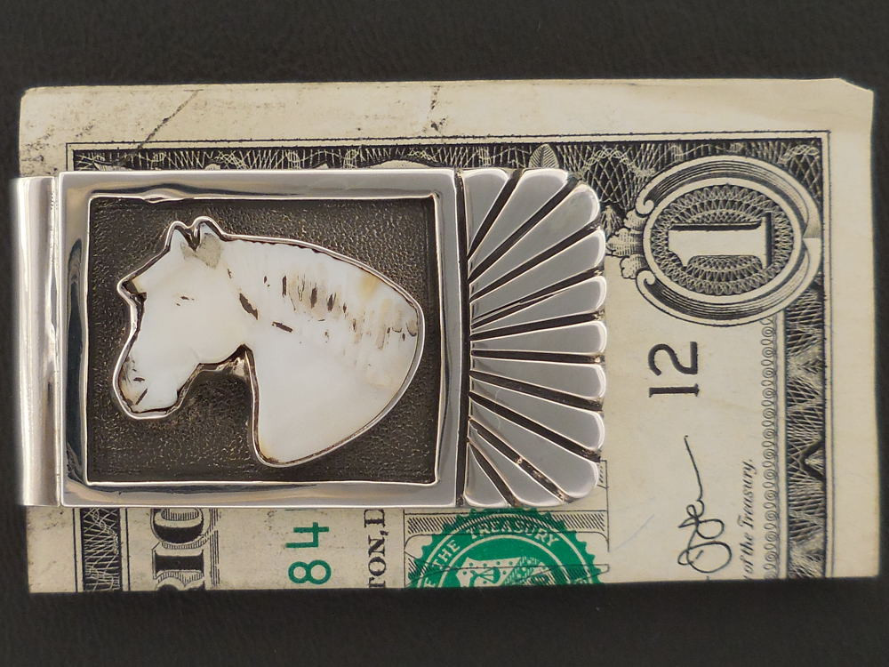 Inlay Horse Money Clip Native American Handmade Free Shipping!