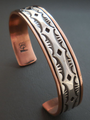 Sterling Silver & Leather Cuff with 
