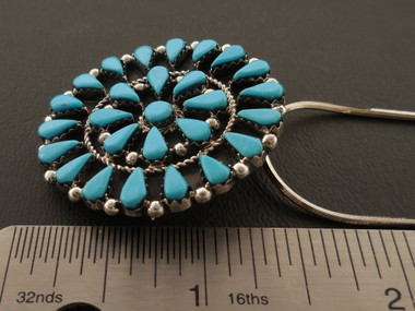 Zuni Turquoise Petit Point Pendant Sterling Silver