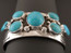 Kingman Turquoise Bracelet Sterling Silver Native American Sam Gray 6 3/4" - 7 1/4" wrist