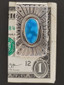 Authentic Navajo Handmade Blue Gem Turquoise Money Clip
