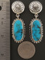 Large Turquoise Dangle Earrings Authentic Navajo Handmade Sam Gray 2 1/2" long