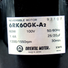 Oriental Motor 6RK60GK-A2 Reversible Motor, 60 Watt, 100V, 50/60Hz, 1.4 Amp, 1300/1550 RPM, USED