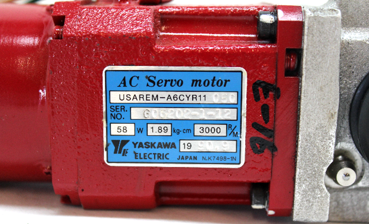 Yaskawa USAREM-A6CYR11 AC Servo Motor, 58W, 3000 R/M