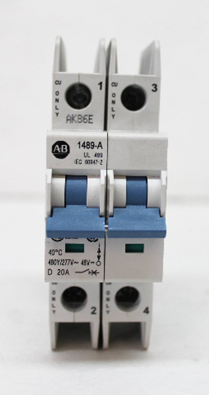 Allen Bradley 1489-A2D200 Circuit Breaker 2 Pole, 20A, 480Y/277V