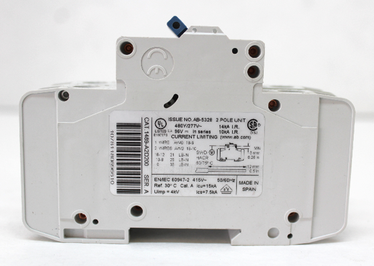 Allen Bradley 1489-A2D200 Circuit Breaker 2 Pole, 20A, 480Y/277V