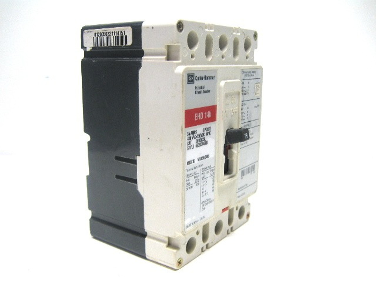 Cutler Hammer EHD3035L Circuit Breaker 35 Amp, 3 Pole 480 Vac, 250 Vdc