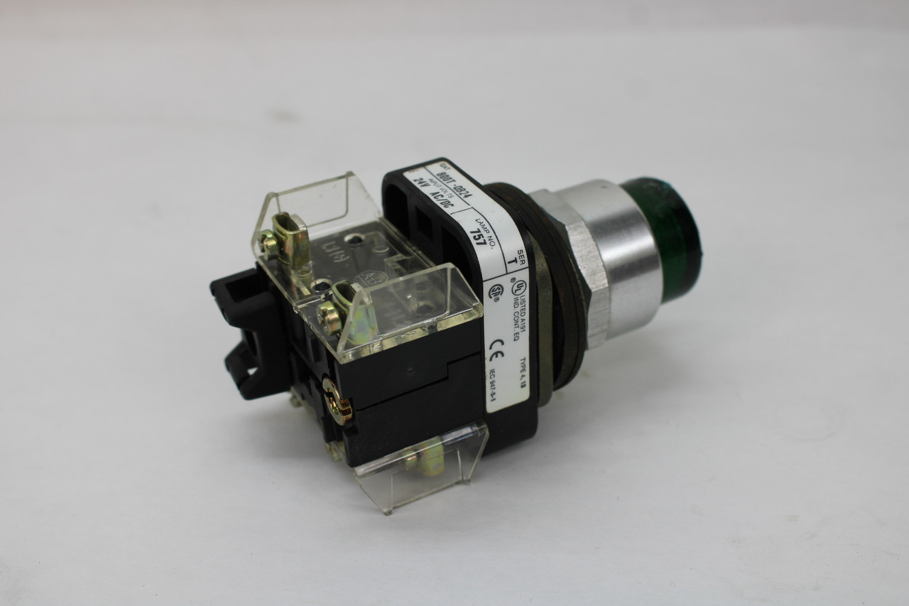 Allen Bradley 800T-QB24 Green Illuminated Momentary Pushbutton 24V AC/DC Series T