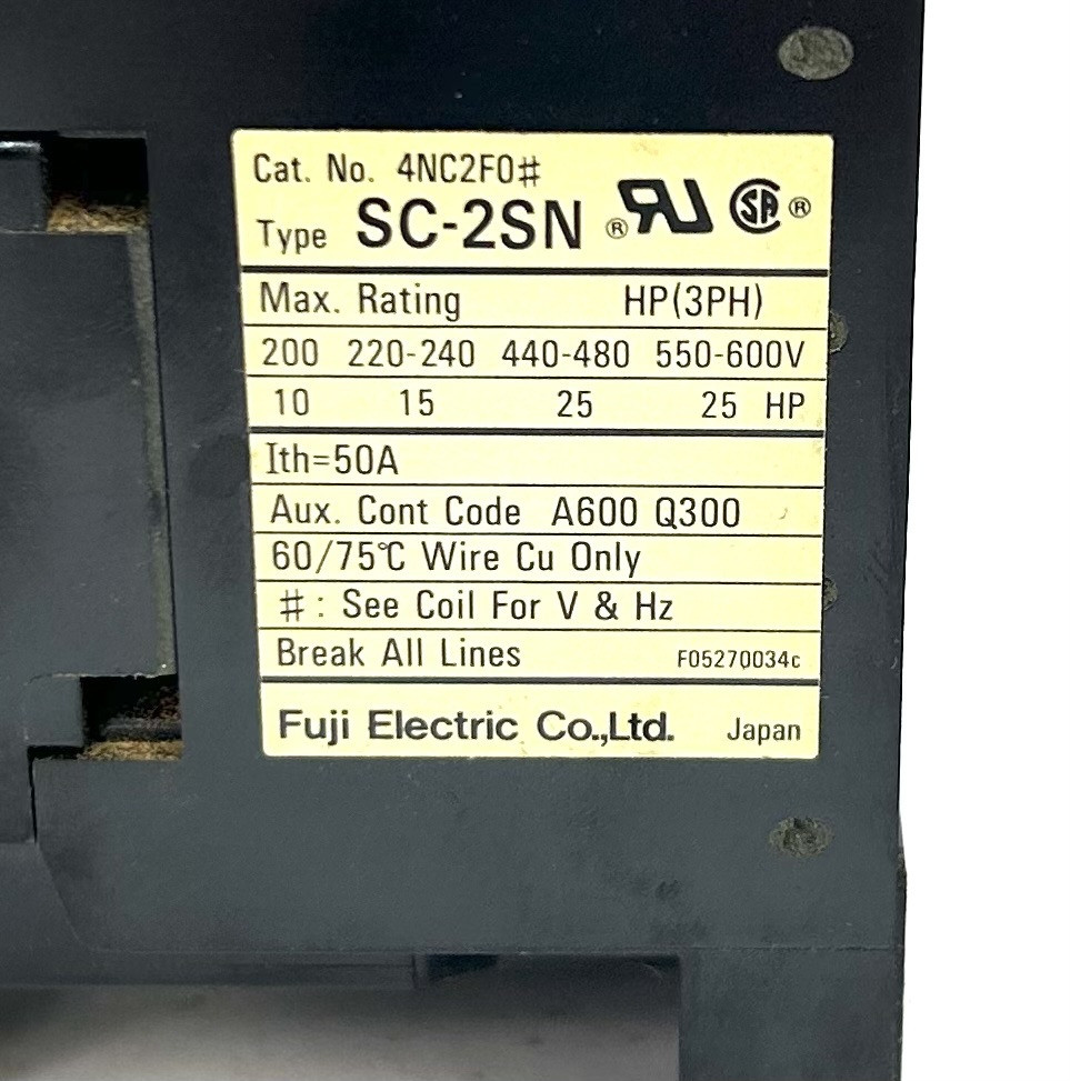 Fuji SC-2SN Magnetic Contactor 100-110 V Coil Voltage