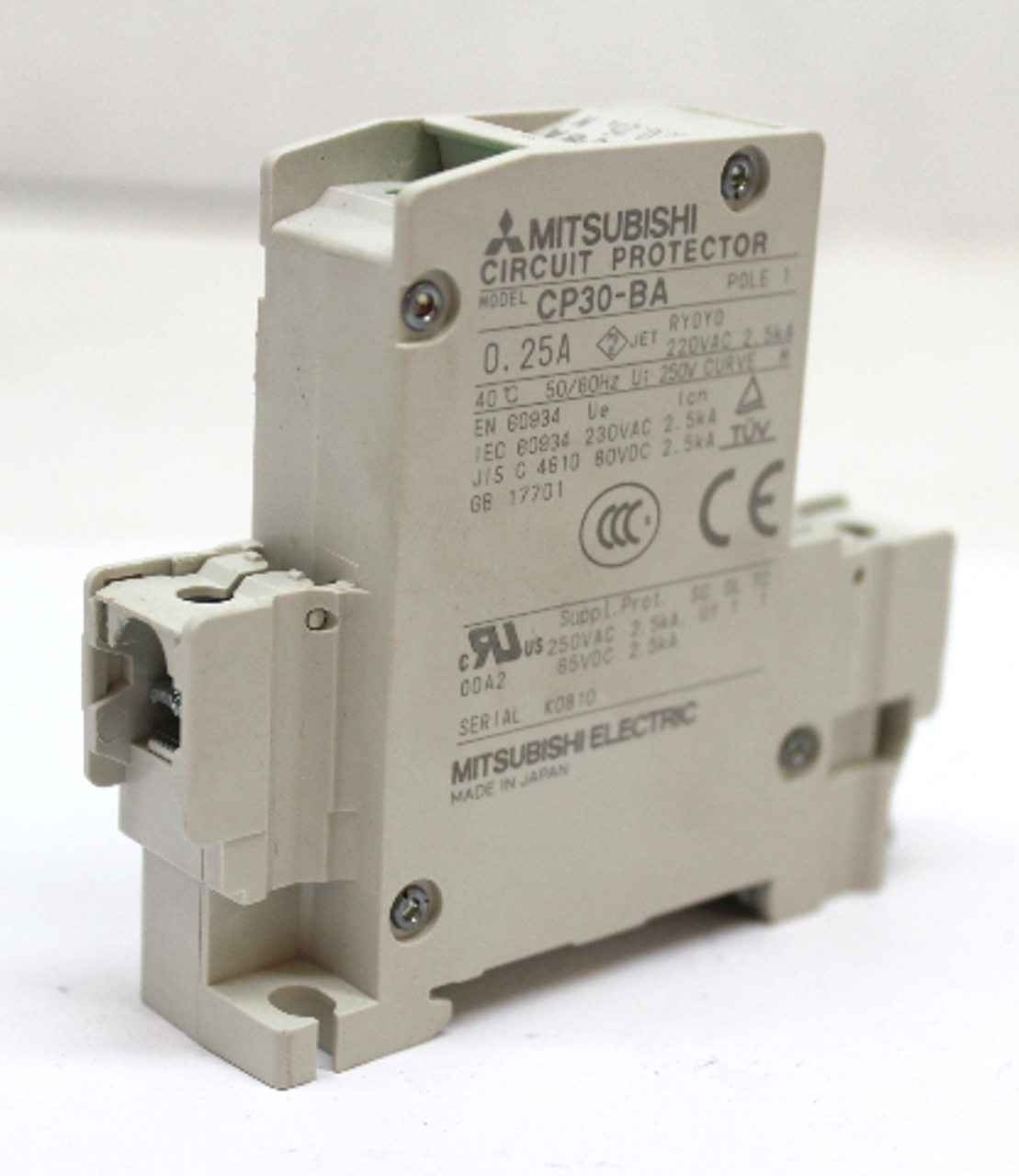 Mitsubishi CP30-BA Circuit Protector 0.25A, 1Pole, 230VAC/60VDC