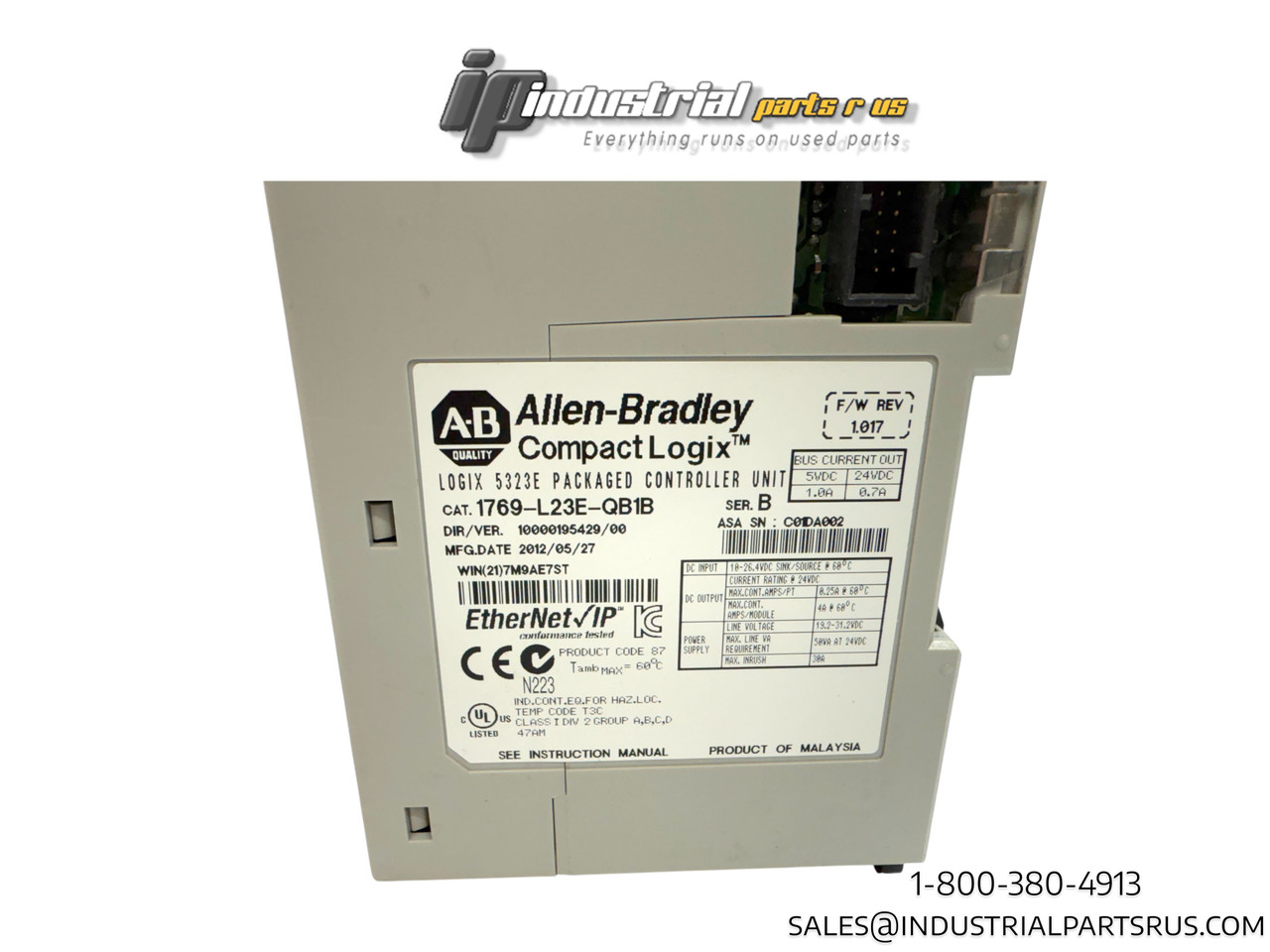 Allen Bradley 1769-L23E-QB1B Ser. A F/W Rev 1.016 Compact Logix 5323E Packaged Controller Unit