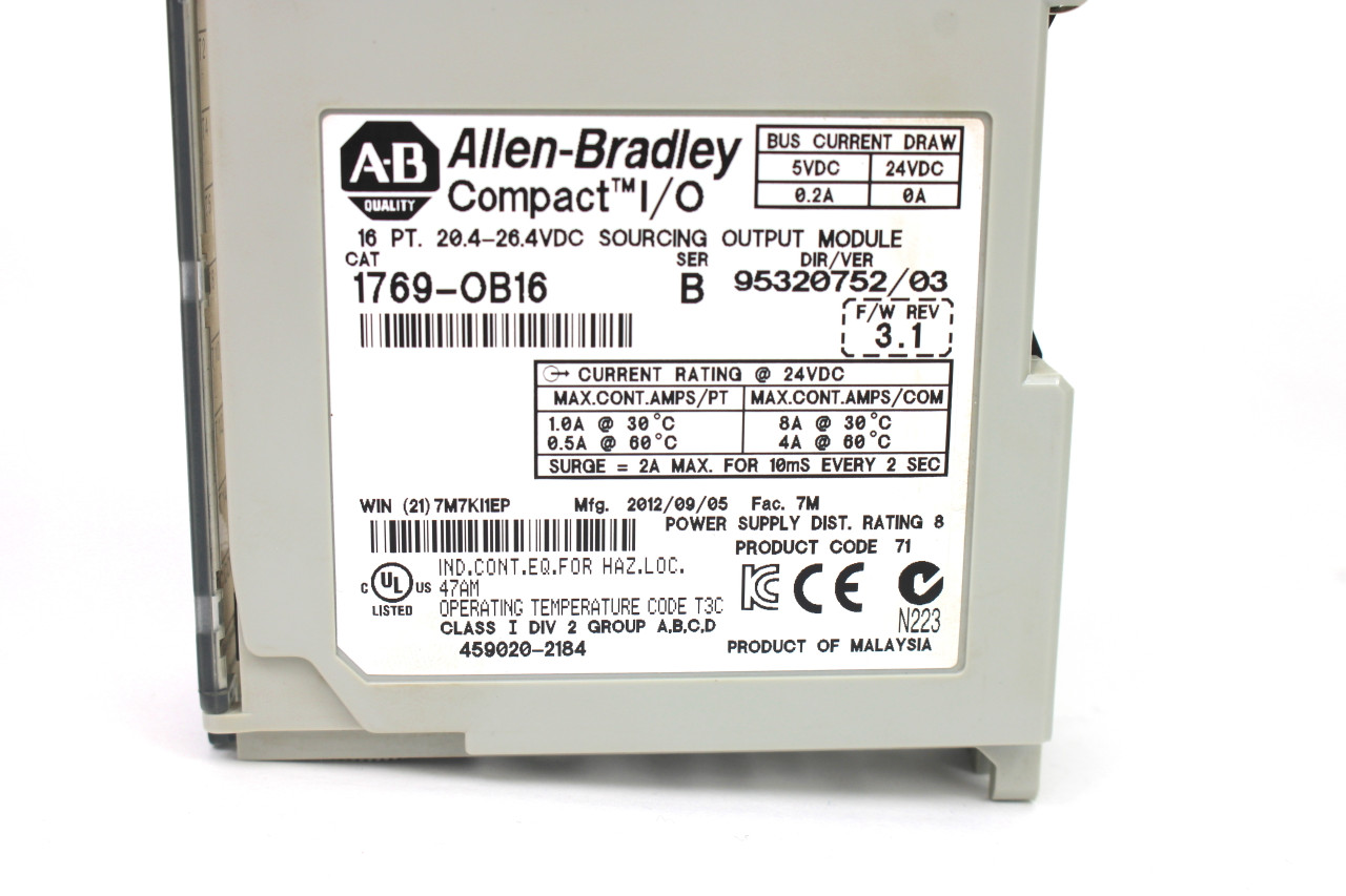 Allen Bradley 1769-OB16 Series B, Rev 3.1 Compact I/O Sourcing