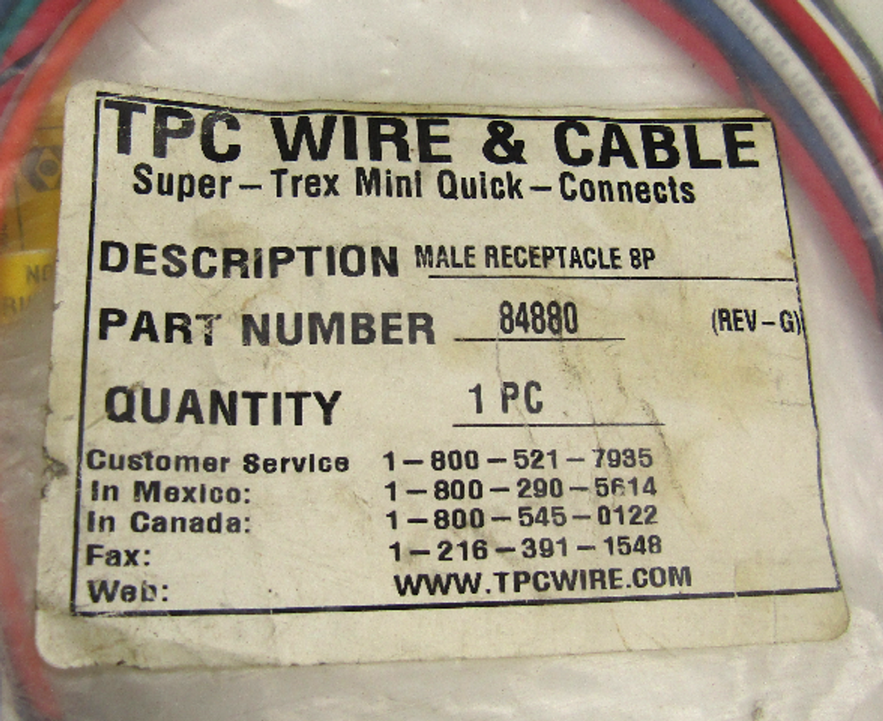 TPC 84880 Wire & Cable Super-Trex Mini Quick Connects 8 Wire Male Receptacle