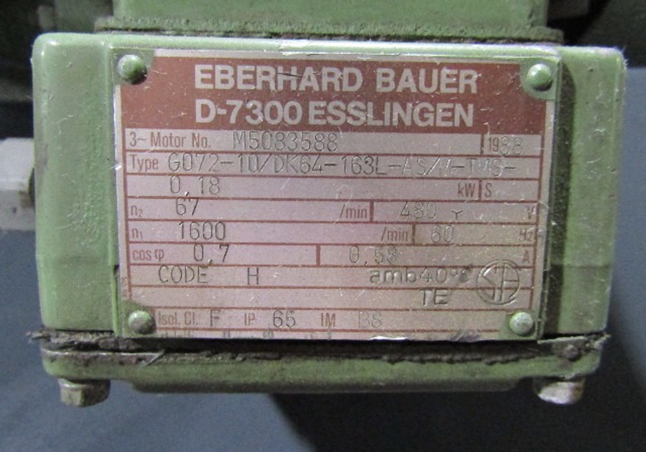 Eberhard Bauer G072-10/DK64-163L-AS/M-TMS Gear Motor 0.18Kw 1600r/min 480V 60Hz
