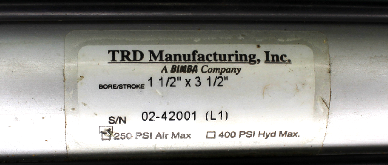 TRD (Bimba) 02-42001 Pneumatic Cylinder 1-1/2" Bore 3-1/2" Stroke