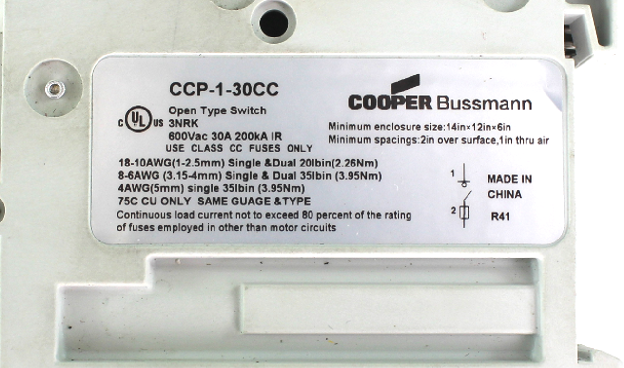 Bussmann CCP-1-30CC Fusible Circuit Breaker 30 A, 600 V