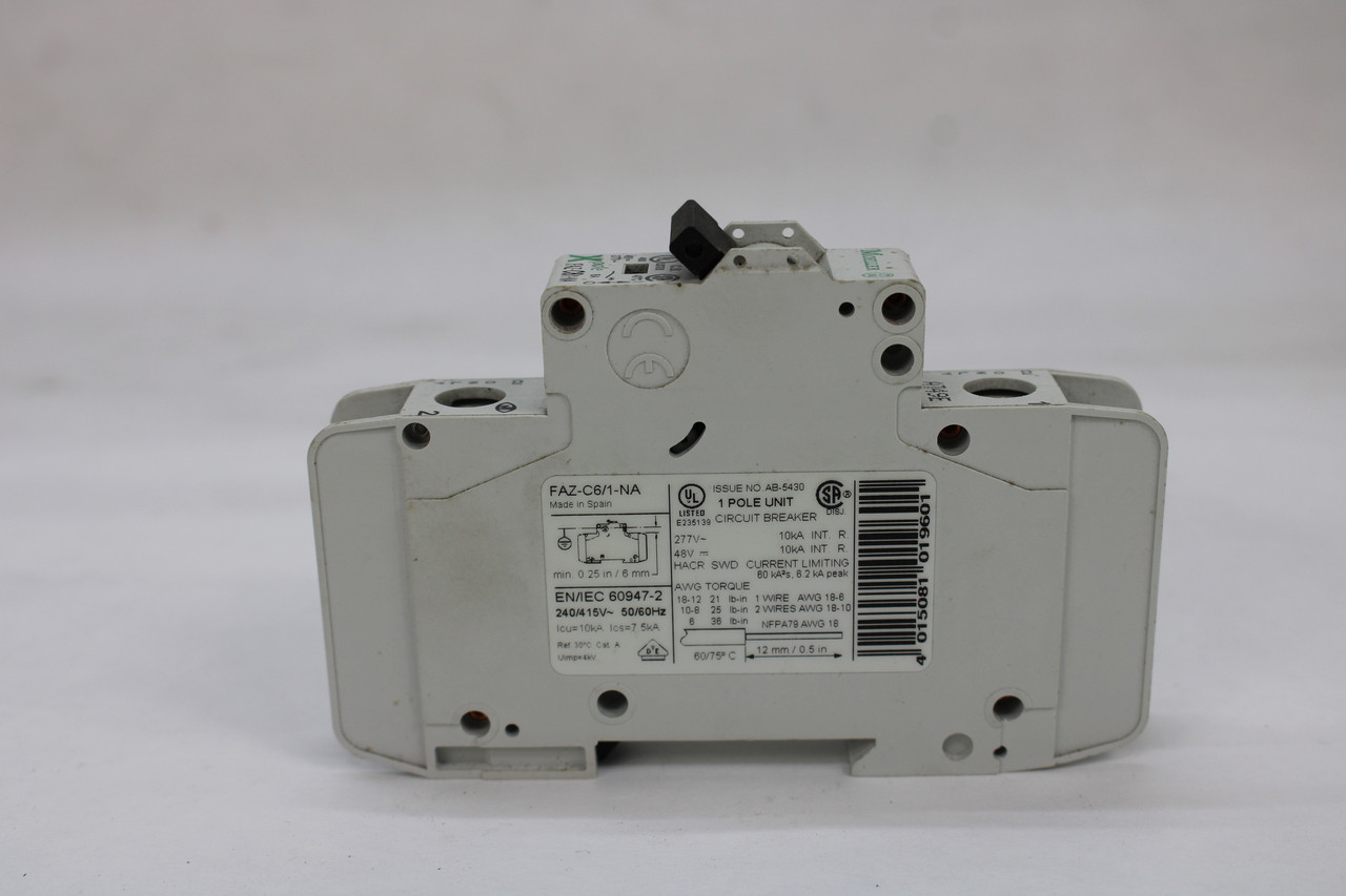Moeller FAZ-C6/1-NA Miniature Circuit Breaker 6A 60VDC