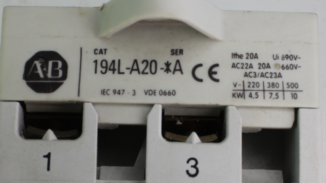 Allen Bradley 194L-A20-* Disconnect Switch 20A 660V