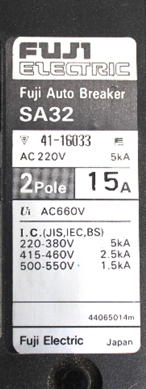 Fuji Electric SA32 Auto Circuit Breaker, 15 Amp, 220VAC