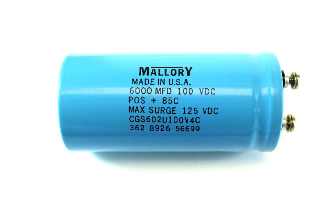 Mallory CGS602U100V4C Capacitor, 125VDC, 6,000 UF