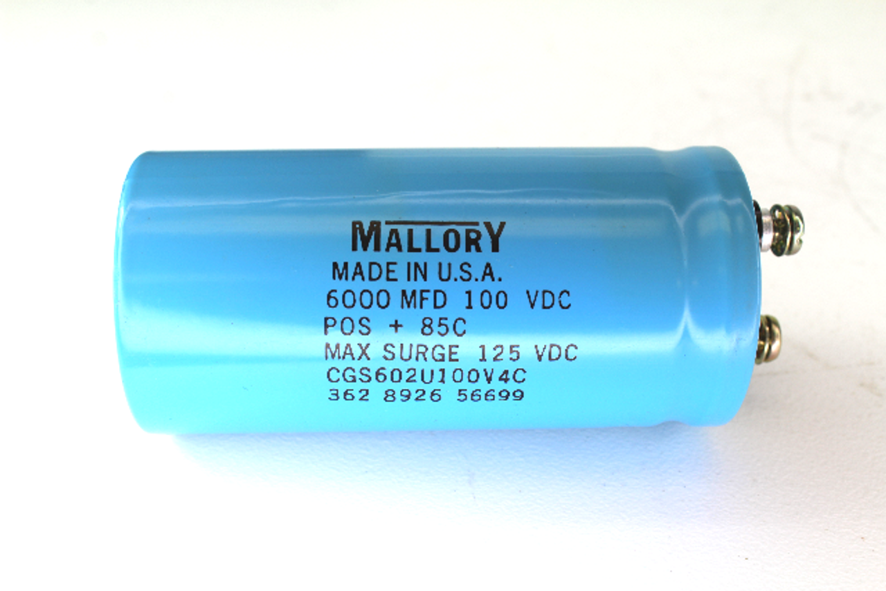 Mallory CGS602U100V4C Capacitor, 125VDC, 6,000 UF