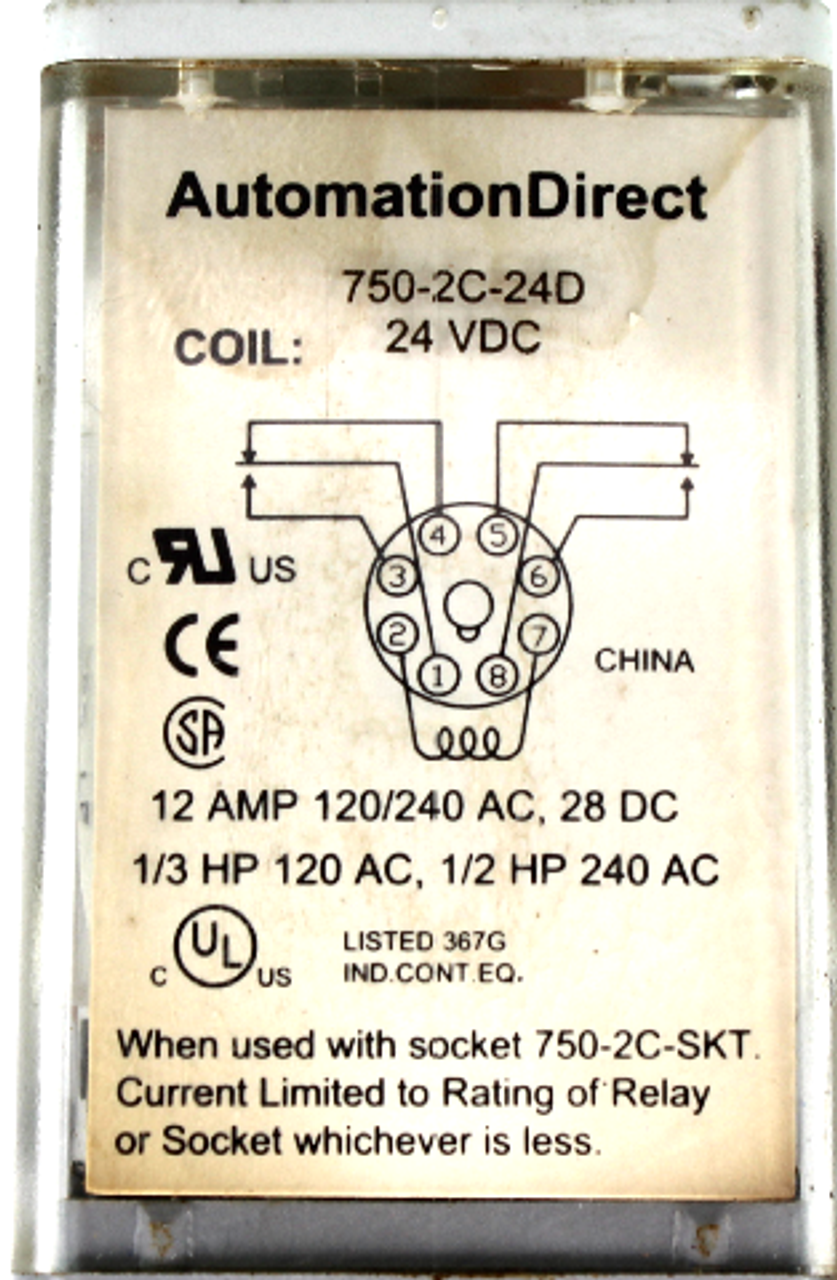 Automation Direct 750-2C-24D Octal Control Relay, 24VDC, 12 Amp