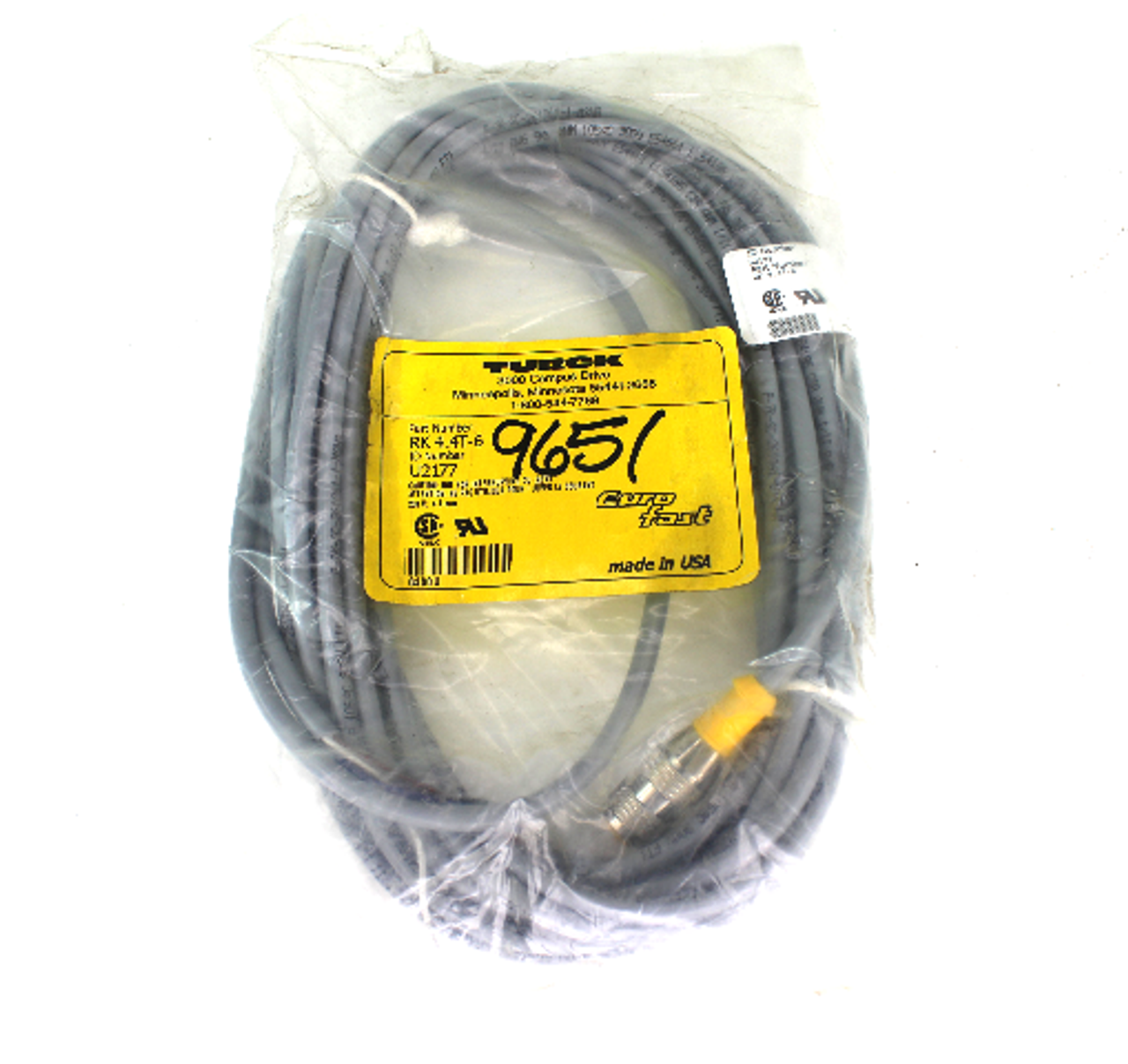 Turck RK 4.4T-6 Eurofast Connector Cordset, 250V, 4 A