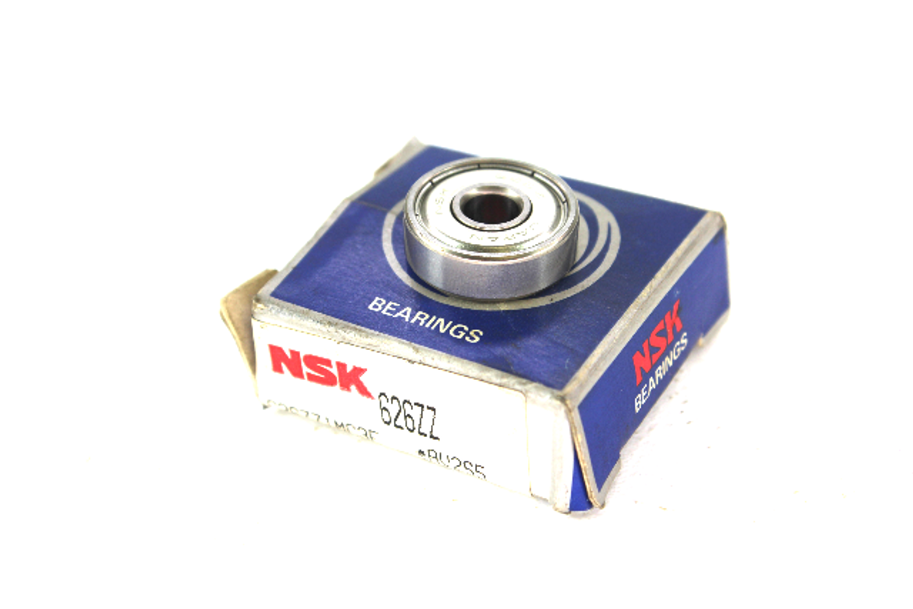 NSK Bearings 626ZZ Radial/Deep Groove Ball Bearing, 6mm ID, 19mm OD, 6mm Width