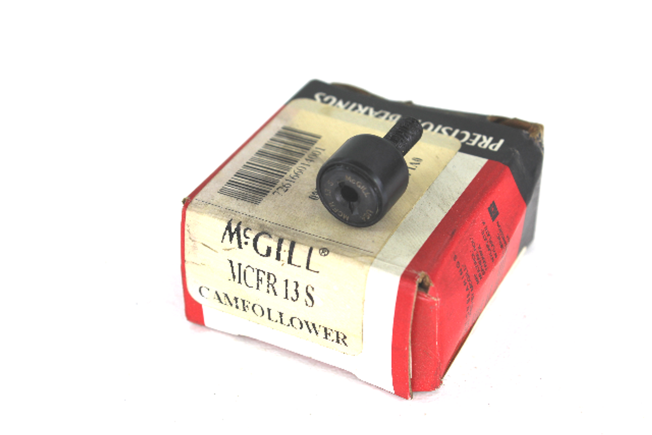 McGill MCFR 13 S Crowned Cam Follower, 13mm Roller Dia., 9mm Roller Wid., 5mm Stud Dia.